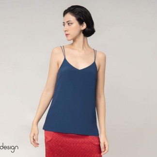 Silk top- KUMQUAT BLUE INDIGO 